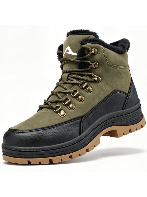 Mens Snow Boots Waterproof Mid Top Ankle Boot Non-Slip Outdoor Winter Boots