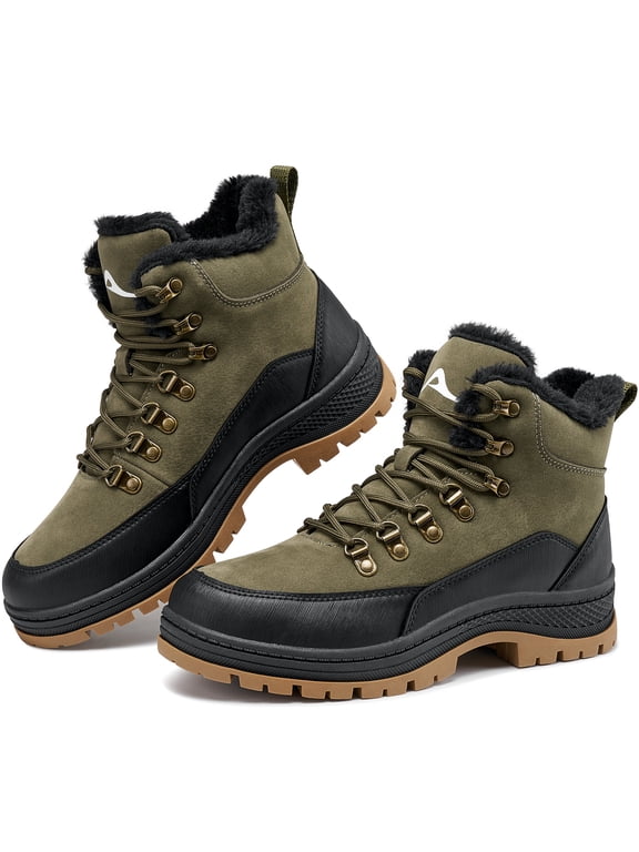 Mens Snow Boots Waterproof Mid Top Ankle Boot Non-Slip Outdoor Winter Boots