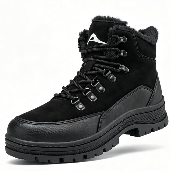 Ecetana Mens Snow Boots Waterproof Mid Top Ankle Boot Non-Slip Outdoor Winter Boots