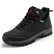 Ecetana Mens Waterproof Hiking Boot Outdoor Anti-Slip Shoes, Black 7.5