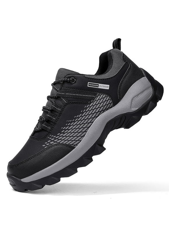 Ecetana Mens Waterproof Hiking Shoes Anti-Slip Casual Shoes, Black 7.5