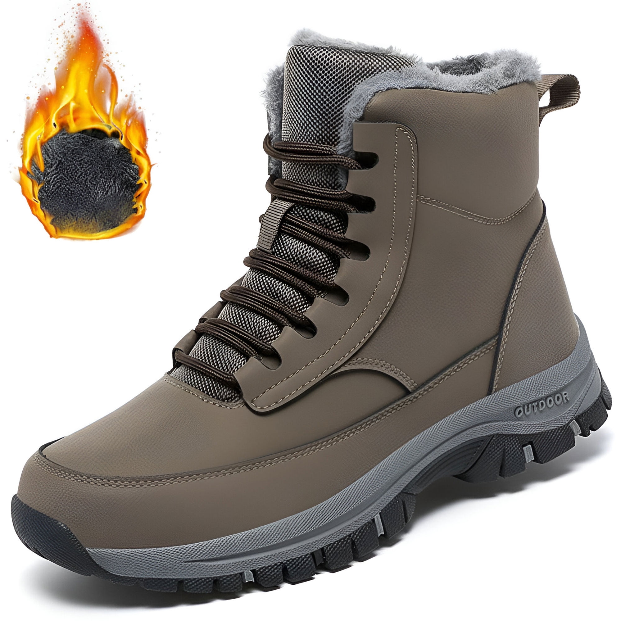 Ecetana Mens Winter Snow Boots Anti Slip Hiking Outdoor Trekking Shoes