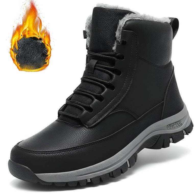 Ecetana Mens Winter Snow Boots Anti Slip Hiking Outdoor Trekking