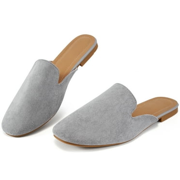 Ecetana Mules for Women Backless Flat Slides Shoes Ladies Slip-on Loafers