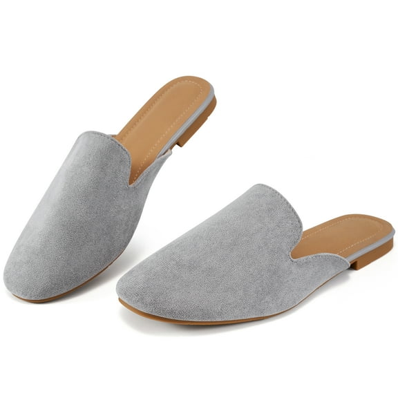 Ecetana Mules for Women Backless Flat Slides Shoes Ladies Slip-on Loafers