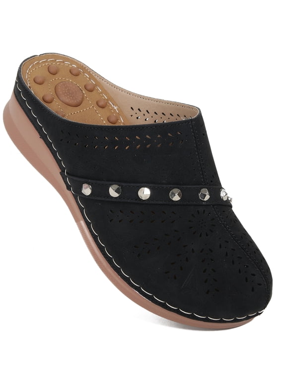 Mules for Women Comfortable Closed Toe Women Wedge Sandals Slip On Shoes