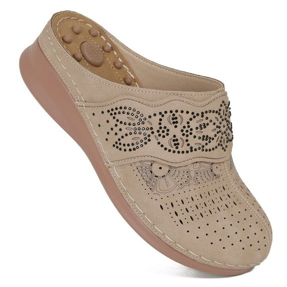 Ecetana Mules for Women Massage Slip On Sandals Comfortable Clogs with Arch Support Closed Toe Sandals Shoes