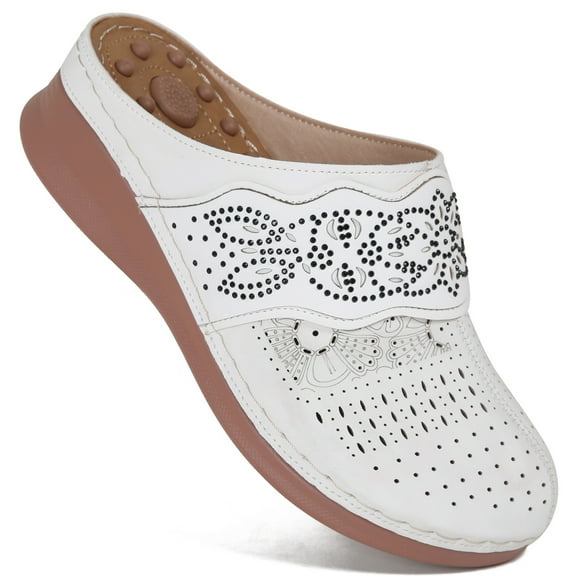 Ecetana Mules for Women Massage Slip On Sandals Comfortable Clogs with Arch Support Closed Toe Sandals Shoes