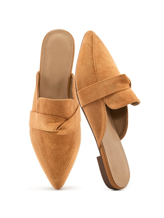Mules for Women Slip On Casual Work Slide Pointed Toe Backless Loafers Shoes