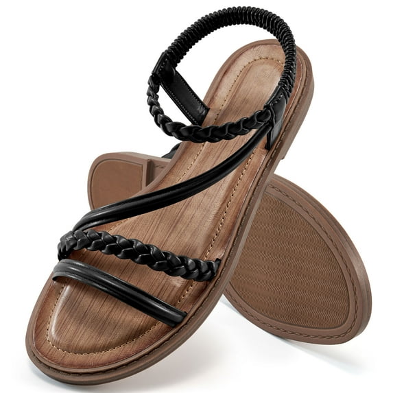 Ecetana Sandals for Women Comfortable Open Toe Beach Sandals Flat Summer Shoes