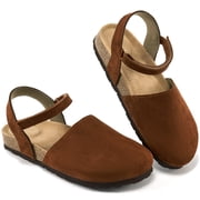 Ecetana Sandals for Women Cork Footbed Closed Toe Flat Sandals with Arch Support