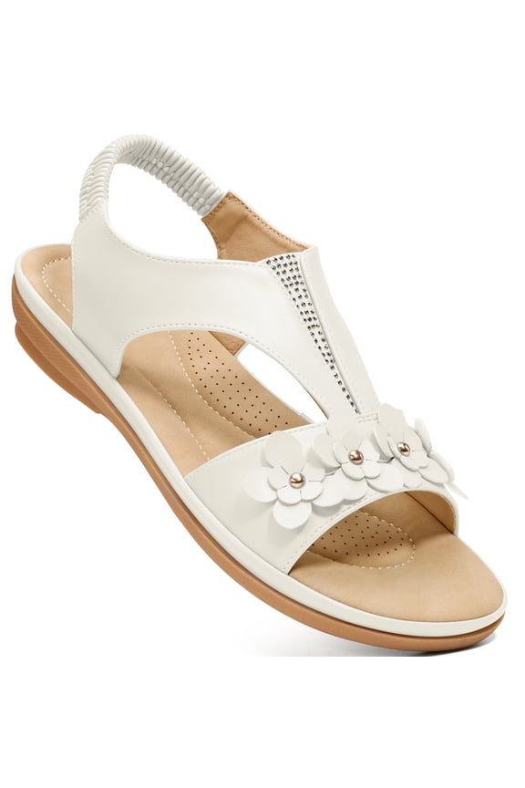 Sandals for Women Dressy Comfortable Summer Beach Casual Elastic Strap Flat Sandals