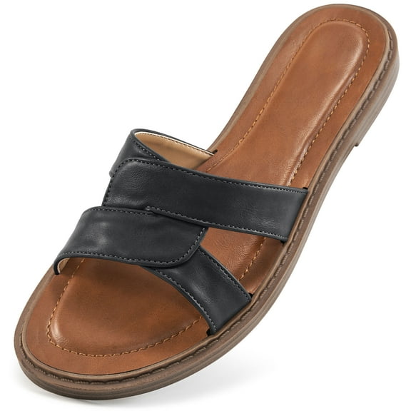 Ecetana Sandals for Women Slide Sandals Open Toe Flat Dress Sandals Indoor Outdoor Summer Slippers