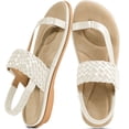 thumbnail image 1 of Ecetana Sandals for Women Woven Flat Sandals with Elasticity Ankle Strap Comfortable Pinch Toe Casual Sandals, 1 of 8