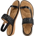 thumbnail image 1 of Ecetana Sandals for Women Woven Flat Sandals with Elasticity Ankle Strap Comfortable Pinch Toe Casual Sandals, 1 of 8