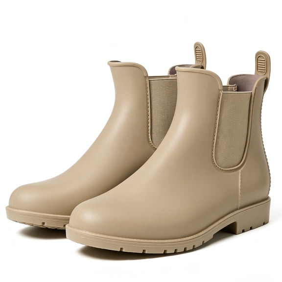 Ecetana Women's Short Rain Boots Waterproof Chelsea Boots Ankle Garden Shoes for Ladies Non Slip Outdoor Work Booties