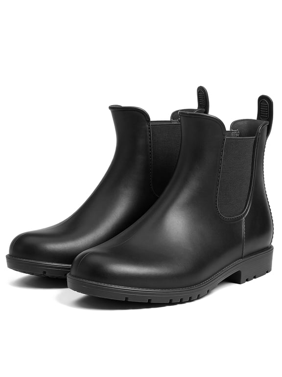 Women's Short Rain Boots Waterproof Chelsea Boots Ankle Garden Shoes for Ladies Non Slip Outdoor Work Booties