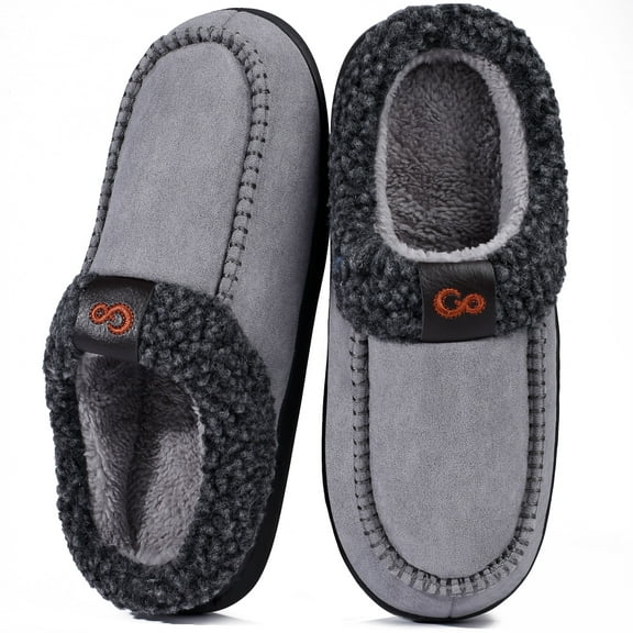Ecetana Slippers for Men Memory Foam Fuzzy Slippers Comfort Non Slip House Shoes for Men