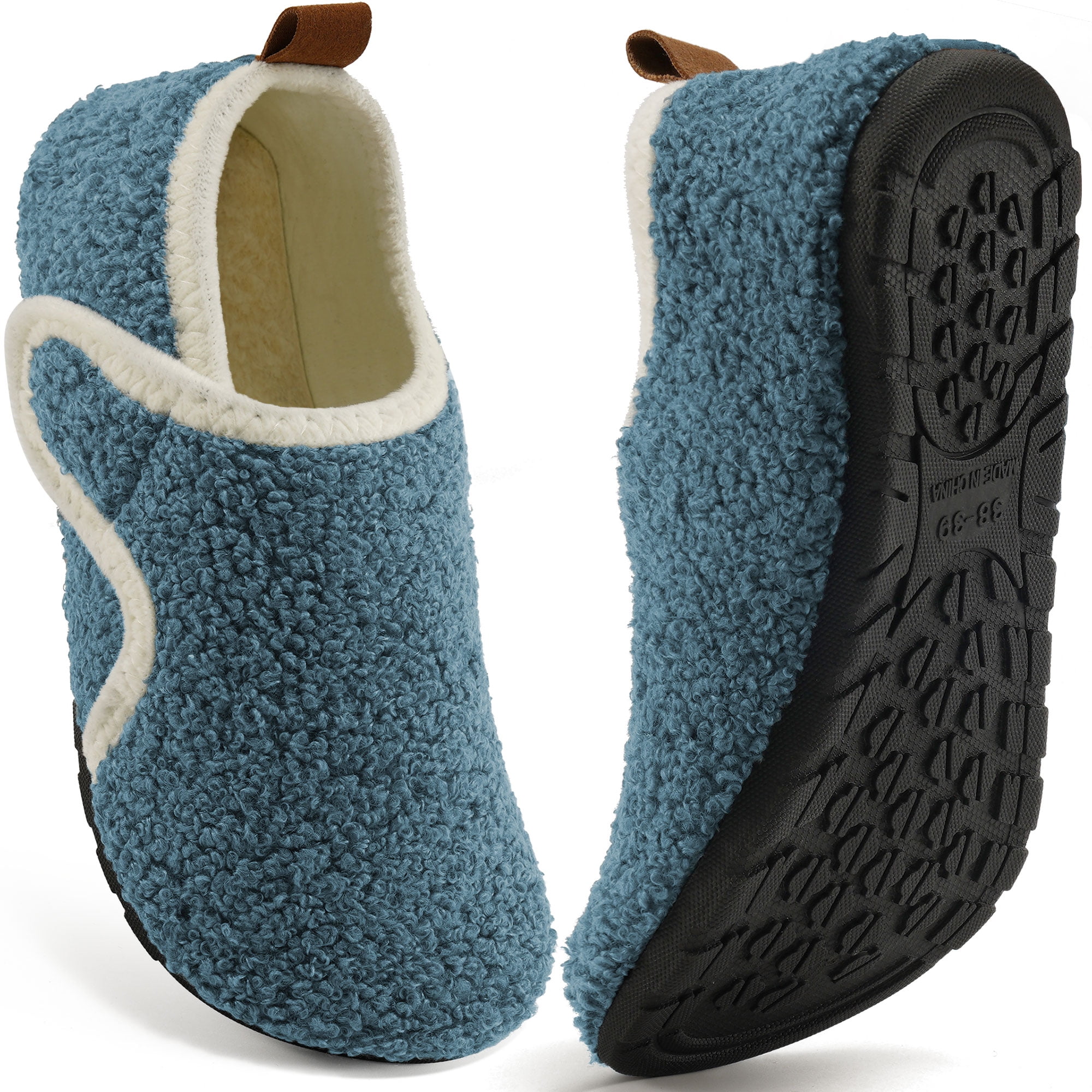 Ecetana Slippers for Women Fuzzy Slippers Warm Slip On House Sock Shoes with Hook Loop