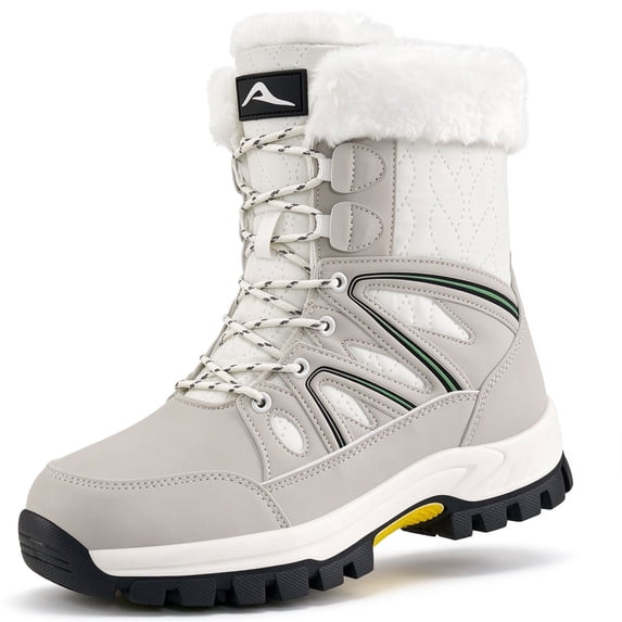 Ecetana Snow Boots for Women Mid-Calf Winter Boots Lace Up Non-Slip Outdoor Hiking Boots