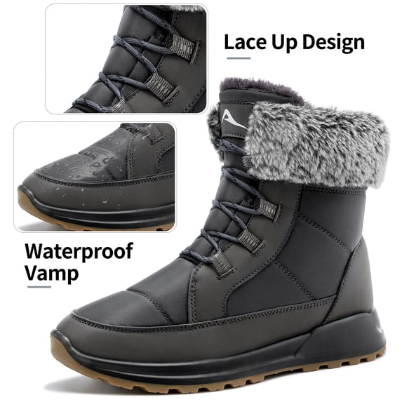 Ecetana Snow Boots for Women Faux Fur Lined Winter Boots Waterproof Insulated Winter Shoes