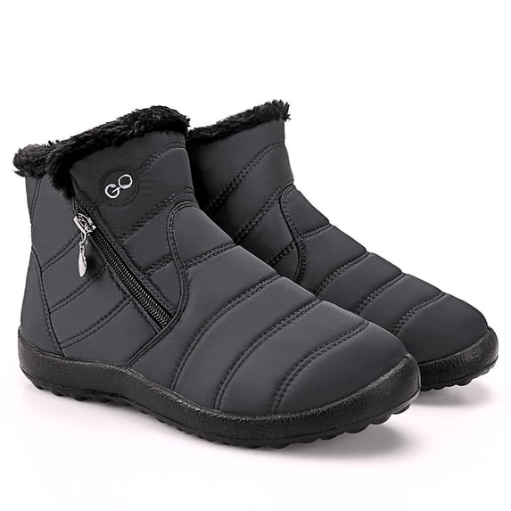 Ecetana Snow Boots for Women Waterproof Warm Ankle Boots Non‑Slip Lightweight Outdoor Winter Boots with Side Zipper
