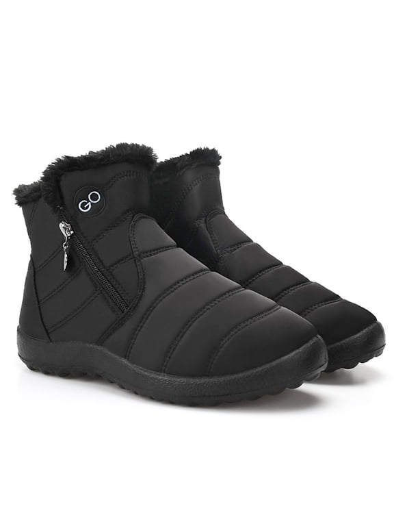 Snow Boots for Women Waterproof Warm Ankle Boots Non‑Slip Lightweight Outdoor Winter Boots with Side Zipper
