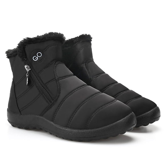Ecetana Snow Boots for Women Waterproof Warm Ankle Boots Non‑Slip Lightweight Outdoor Winter Boots with Side Zipper