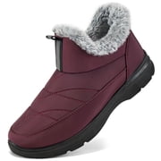 Ecetana Snow Boots for Women Winter Slip On Ankle Boots Waterproof Outdoor Anti Slip Shoes