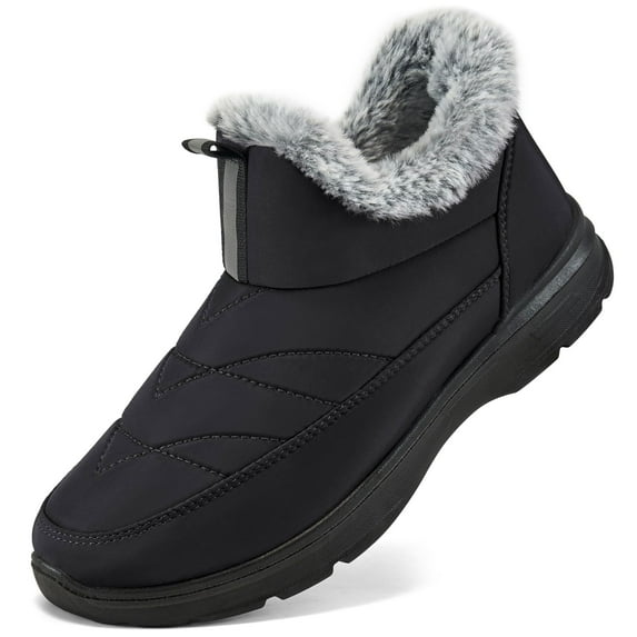 Ecetana Snow Boots for Women Winter Slip On Ankle Boots Waterproof Outdoor Anti Slip Shoes