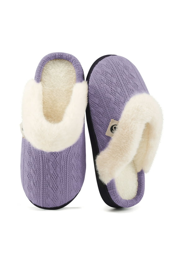 Warm Knit House Slippers for Women Comfy Lined Slippers with Memory Foam