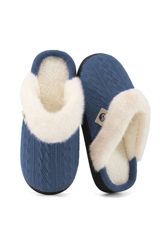 Warm Knit House Slippers for Women Comfy Lined Slippers with Memory Foam