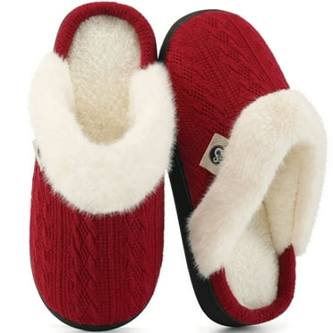 Ecetana Warm Knit House Slippers for Women Comfy Lined Slippers with Memory Foam