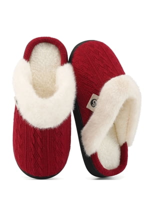 Warm Knit House Slippers for Women Comfy Lined Slippers with Memory Foam