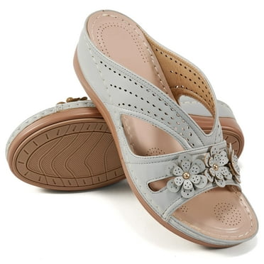 Ecetana Wedge Sandals for Women Casual Summer Platform Sandals Comfortable Open Toe Slides Shoes
