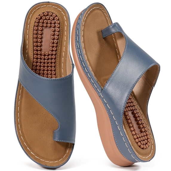 Ecetana Wedge Sandals for Women Flip Flops with Massage Footbed Casual Dressy Walking Sandals