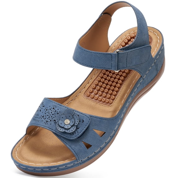 Ecetana Wedge Sandals for Women Foot Massage Sandals Summer Dressy Platform Walking Sandals