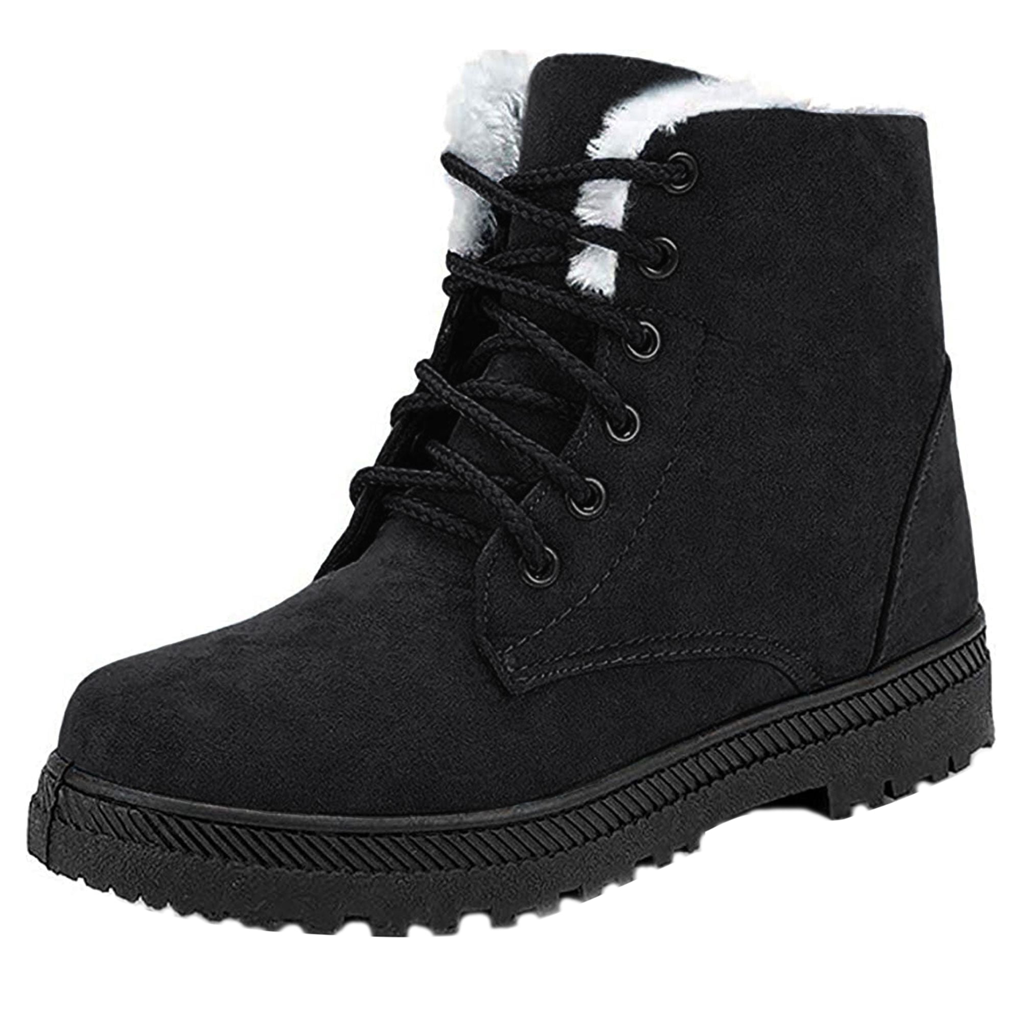 Winter Snow Boots for Women Comfortable Outdoor Anti-Slip Ankle Boots keep Warm Booties Lace Up Flat Platform Shoes