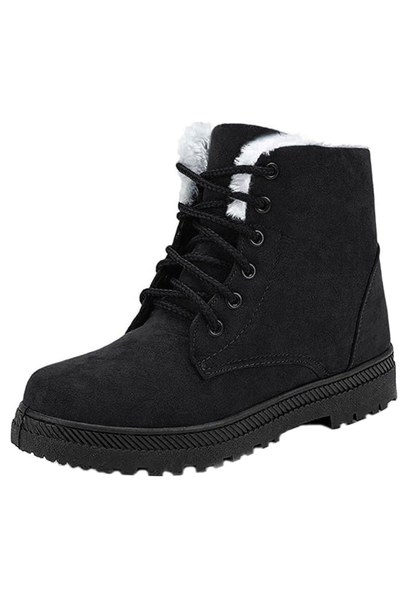 Winter Snow Boots for Women Comfortable Outdoor Anti-Slip Ankle Boots keep Warm Booties Lace Up Flat Platform Shoes
