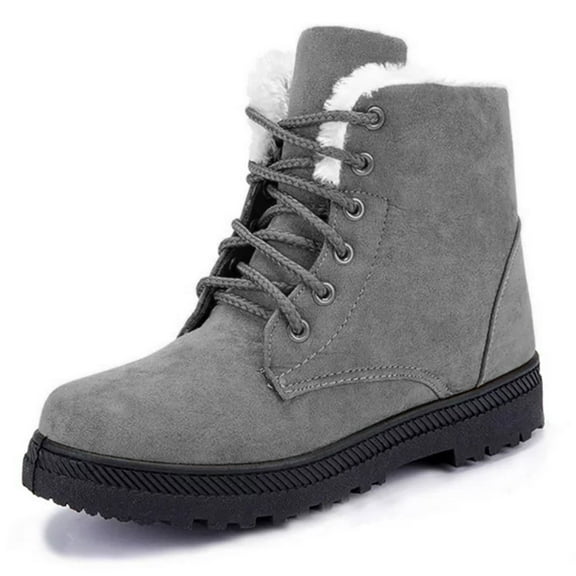 Ecetana Winter Snow Boots for Women Comfortable Outdoor Anti-Slip Ankle Boots keep Warm Booties Lace Up Flat Platform Shoes