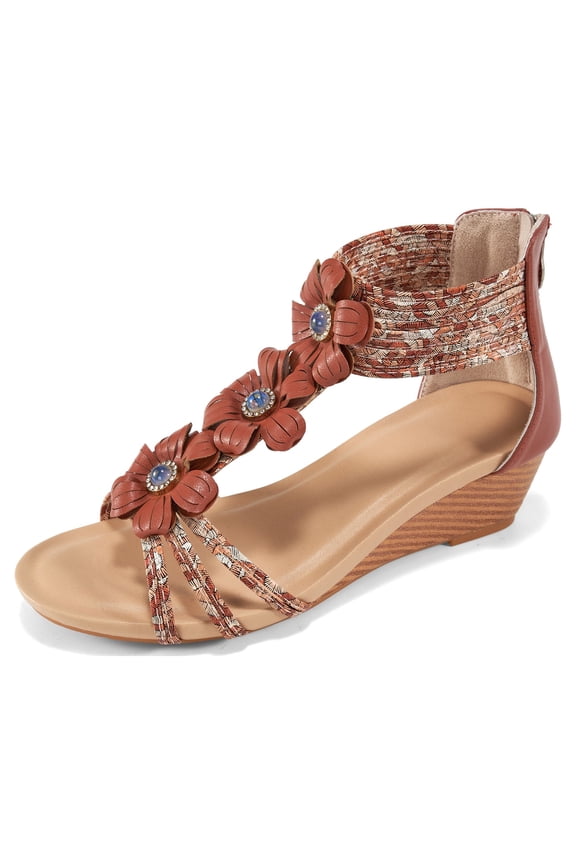 Women Casual Wedge Sandals Summer Open Toe High Heel Zipper Back Platform shoes