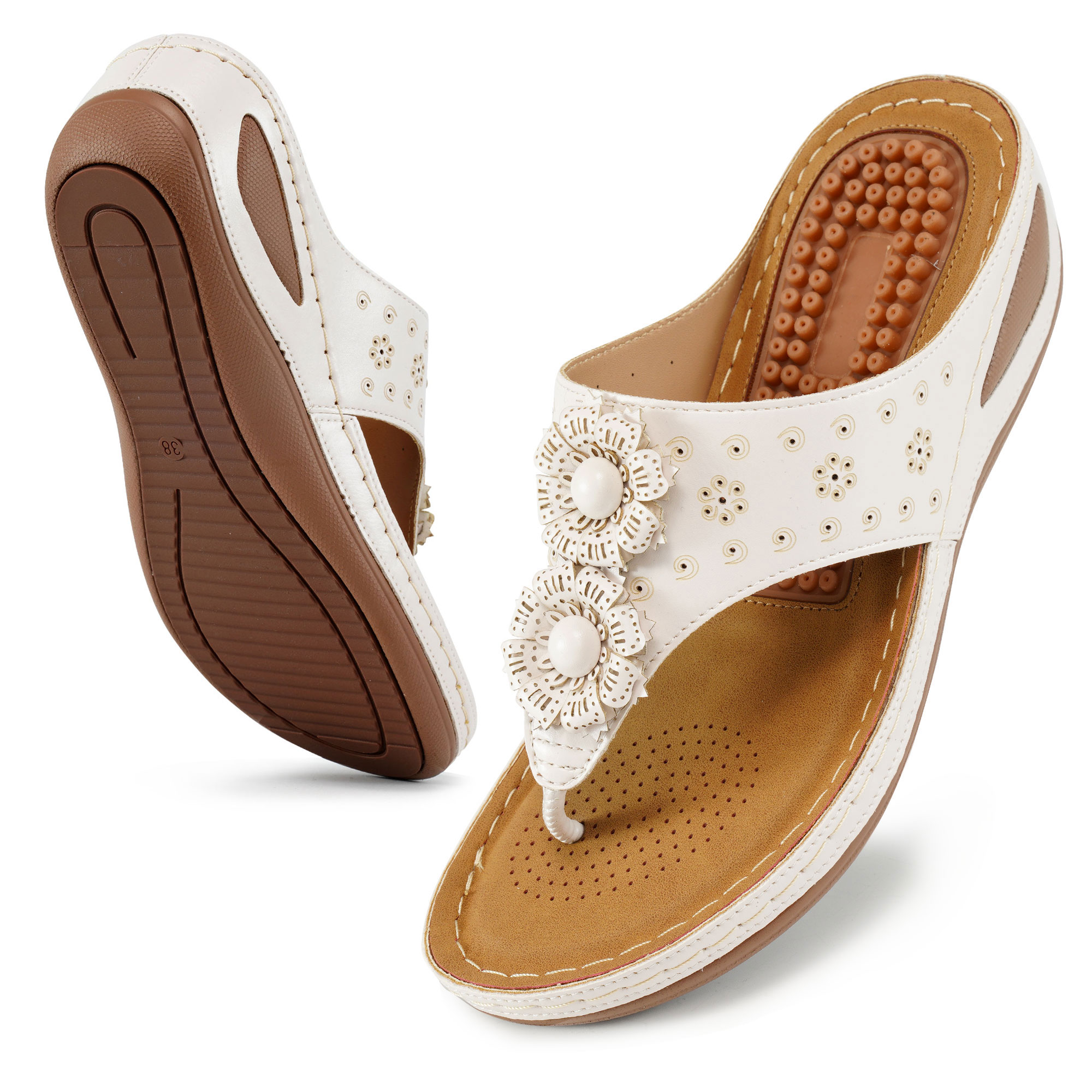 Ecetana Women Sandals Flip Flops for Women Summer Casual Wedge Sandals Shoes Massage Function - image 1 of 7