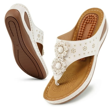 Gzea Comfortable Sandals For Womens Wedge Flip Flops Summer Comfortable ...