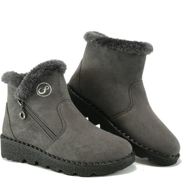 Ecetana Women Snow Boots Winter Shoes Faux Fur Lined Warm Comfortable Anti Slip Booties with Zippers