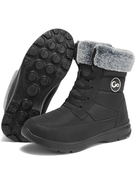 Women Snow Boots Winter Waterproof Non Slip Walking Boot Comfortable Warm Faux Fur Lined Outdoor Boots