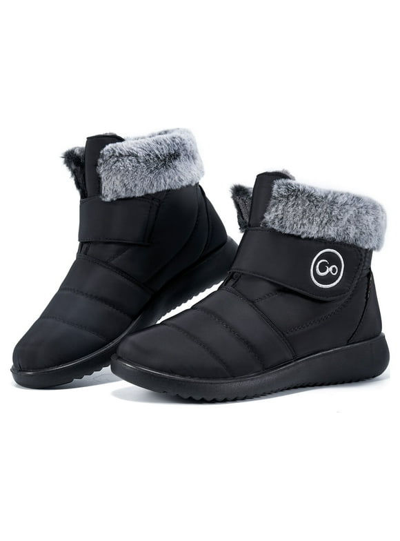 Ecetana Women Snow Slip on Waterproof Boots 7 Shoes, Female