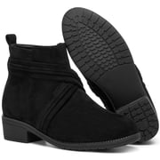 Ecetana Womens Ankle Boots Chunky Heel Round Toe Casuals Short Booties with Side Zipper