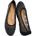 thumbnail image 1 of Ecetana Women's Ballet Flats Round Toe Floral Lace Flats with Elastic Strap Casual Dressy Shoes, 1 of 6