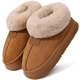 Barerun Winter Fuzzy House Slippers Plush Faux Fur Fluffy Flats