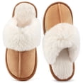 thumbnail image 1 of Ecetana Women's Comfy Faux Fur Slippers Memory Foam Slip-on House Shoes, 1 of 6